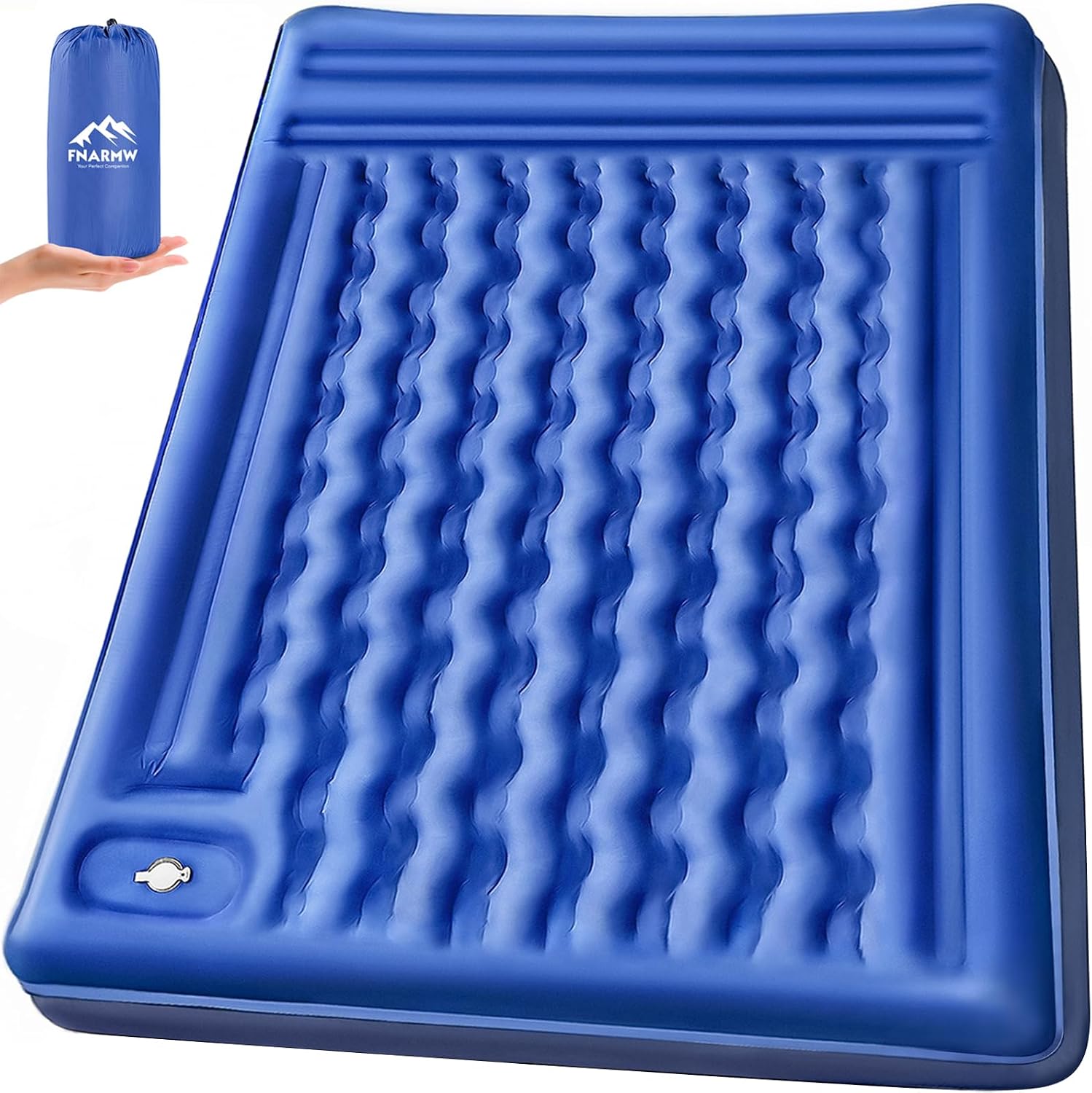 Double Sleeping Pad Camping, Self Inflating 6'' Extra-Thick 2 Person Pillow Built-in Foot Pump Waterproof Inflatable