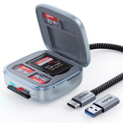 Micro SD Card Reader Case, TF 4.0 Memory Card Reader Holder(5Gbps) | UHS-II 6-Slot Cards Storage, Plug&Play, F17