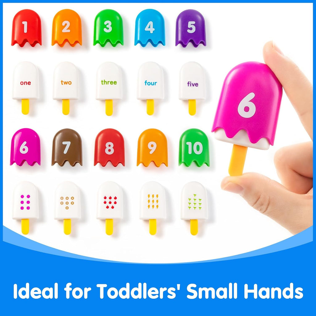 Mini Number Pops 1-10 – Fun Number Matching Toys for Toddlers | Ice Cream Counting & Recognition Math Games for