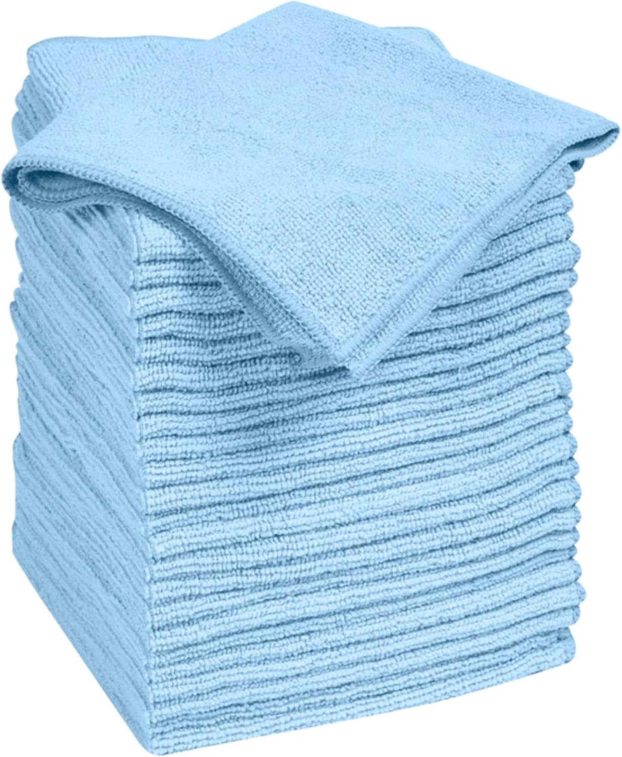 Microfiber Cleaning Cloth 14 x 14 Inches Blue Pack of 24 Washable and Reusable Ideal for Multi-Surface Indoor/Outdoor