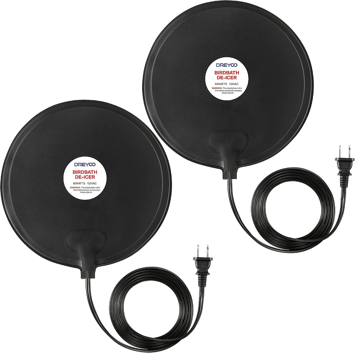 Bird Bath De Icer, 60w Submergible De Icer, Thermostatic Controlled Winter Water Heater Deicer for Bird, Chicken