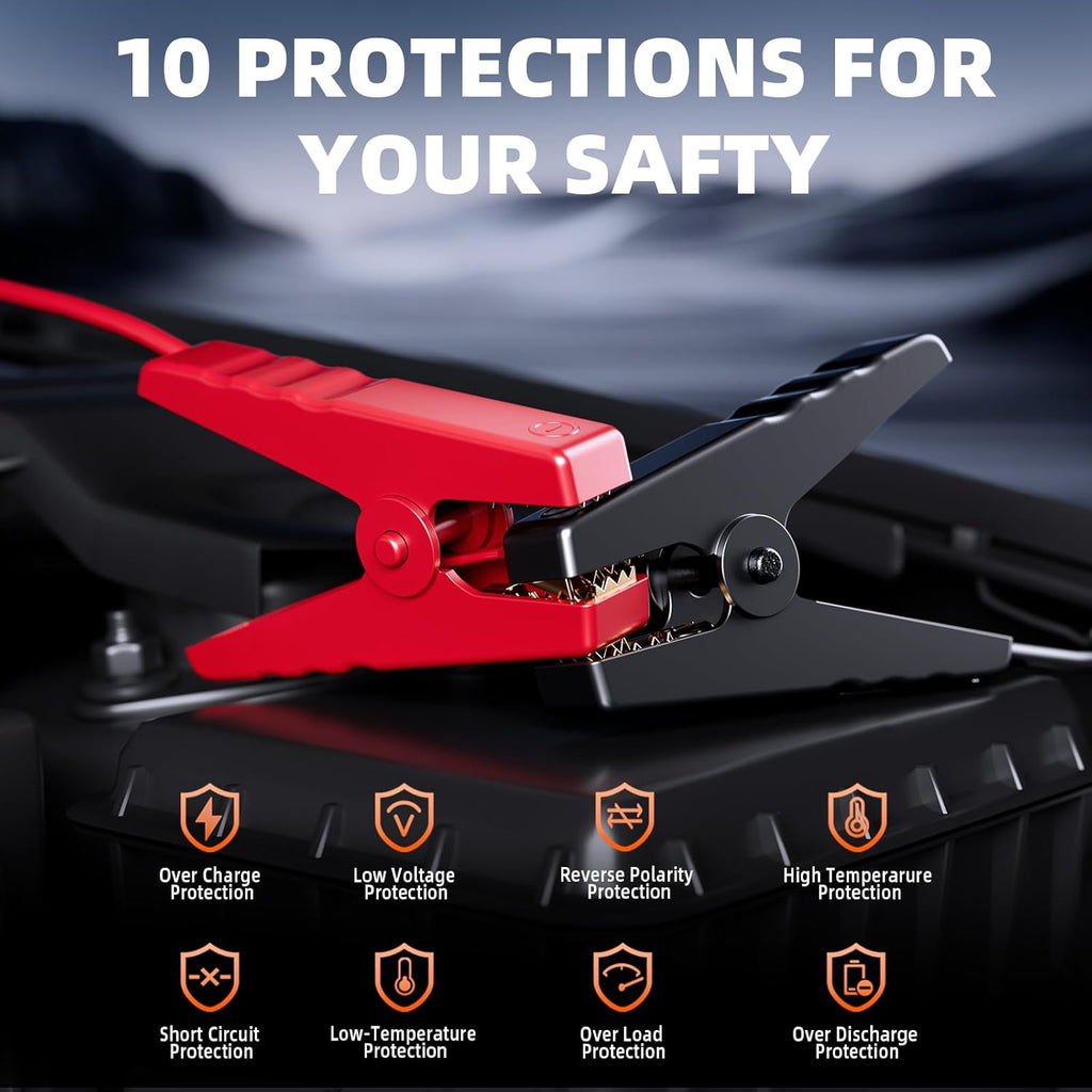 Jump Starter with Air Compressor, 5000A Battery Jumper Starter Portable (9L Gas/8L Diesel) with 160PSI Auto-Shutoff