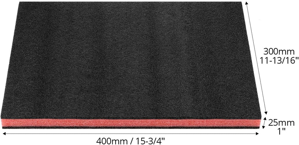 Tool Box Foam Inserts, 4-Pack 16x12x1 inch, Red/Black Polyethylene PE Foam Sheets, Customizable Protection for Tools