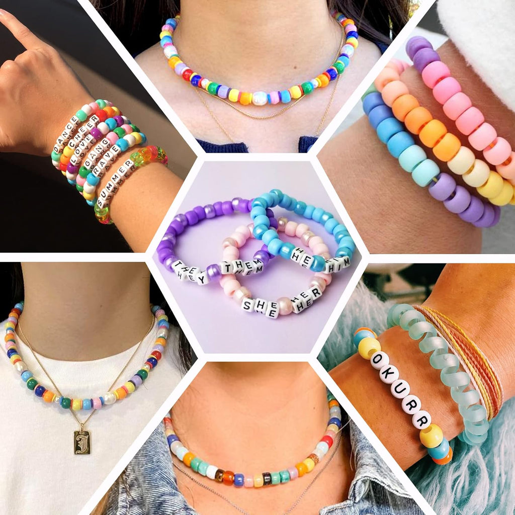 48 Colors Bracelet Making Kit Pony Beads 4000pcs Kandi Beads for Friendship Bracelet Making Kit 2400 Plastic Rainbow