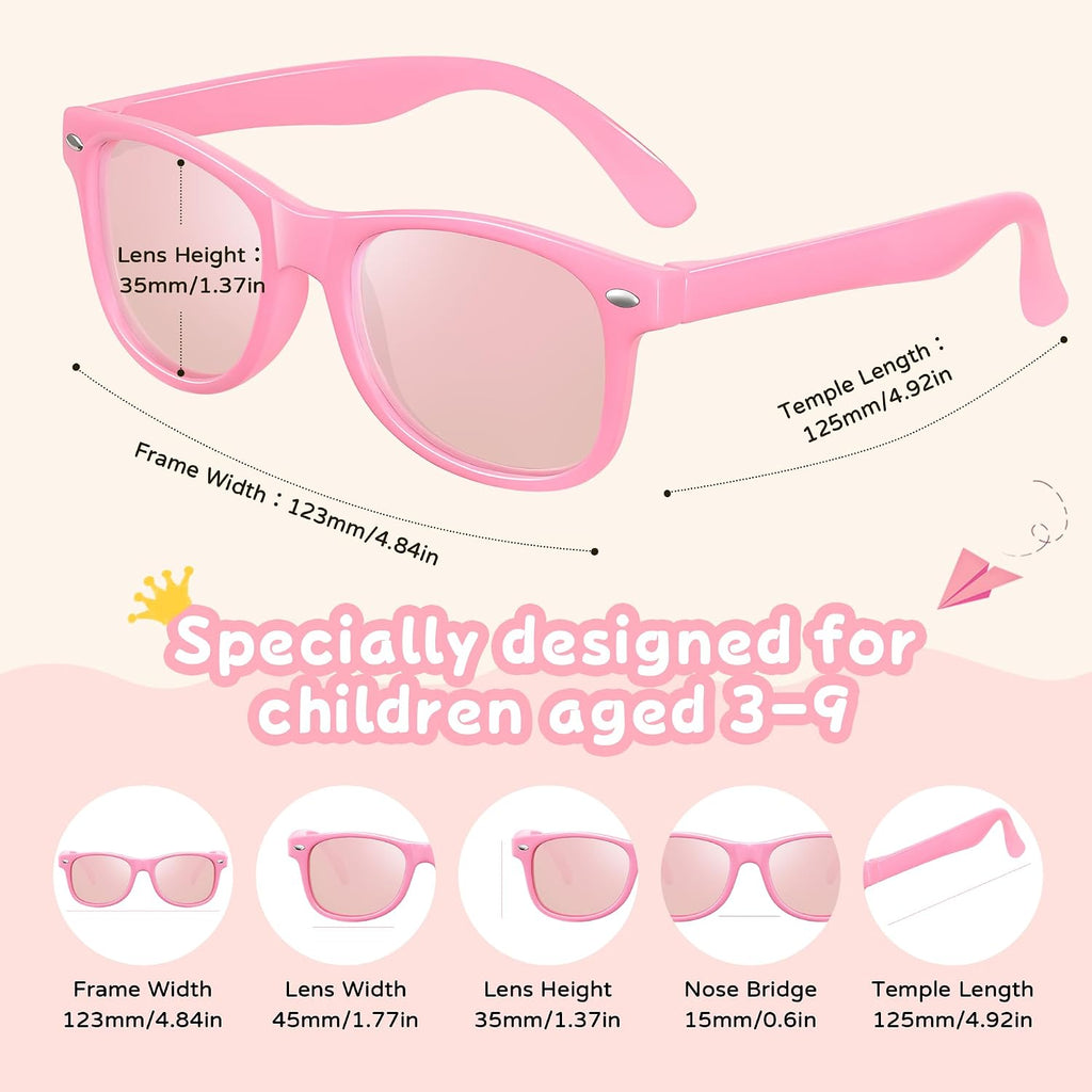 Polarized Kids Sunglasses Toddler Baby Glasses for Girls Boy Age 3-9 | Lightweight Flexible TPEE Frame, Cute Infant