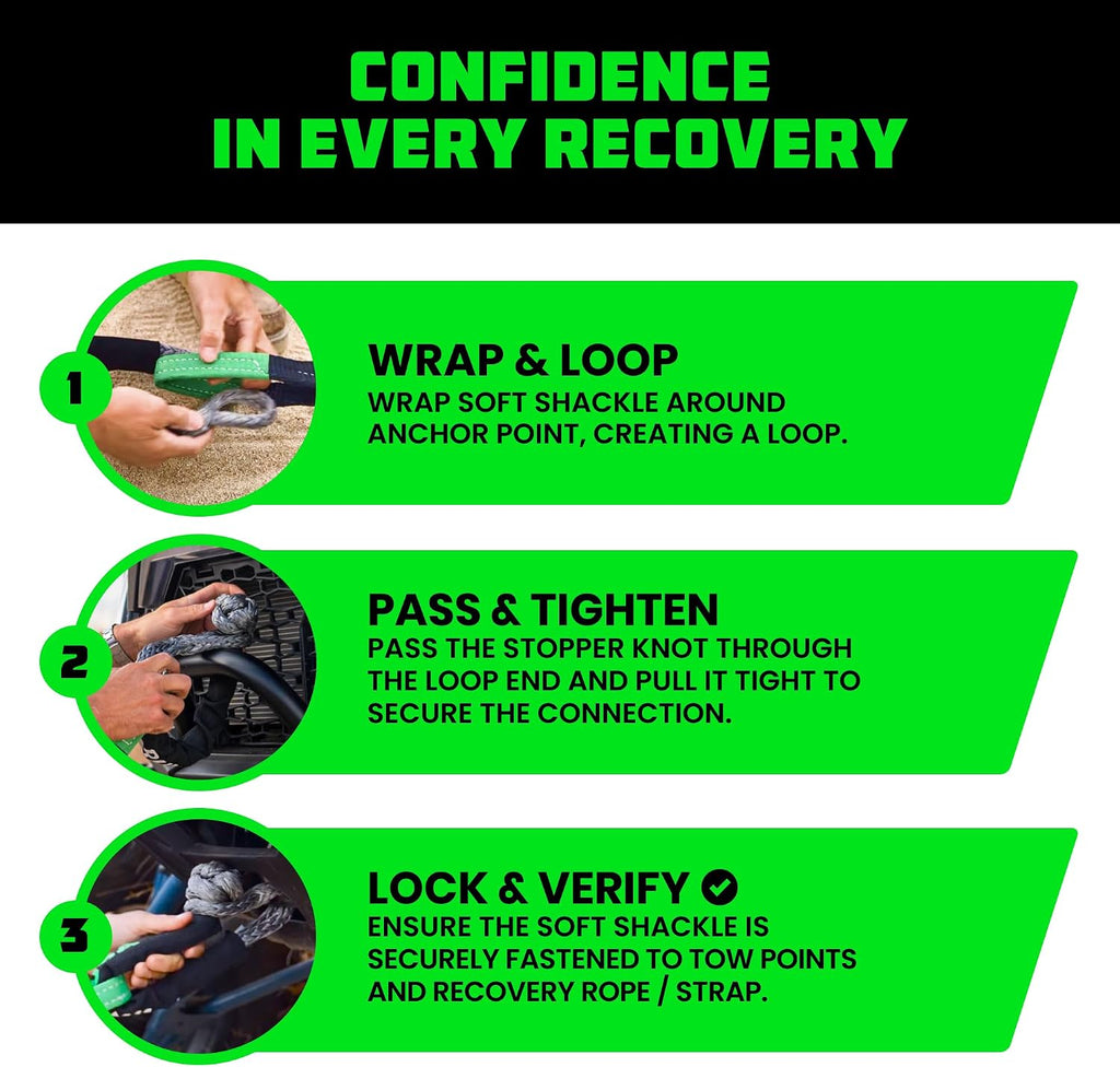 Synthetic Soft Shackle Rope (2-Pack) - 44,050lb Offroad Recovery