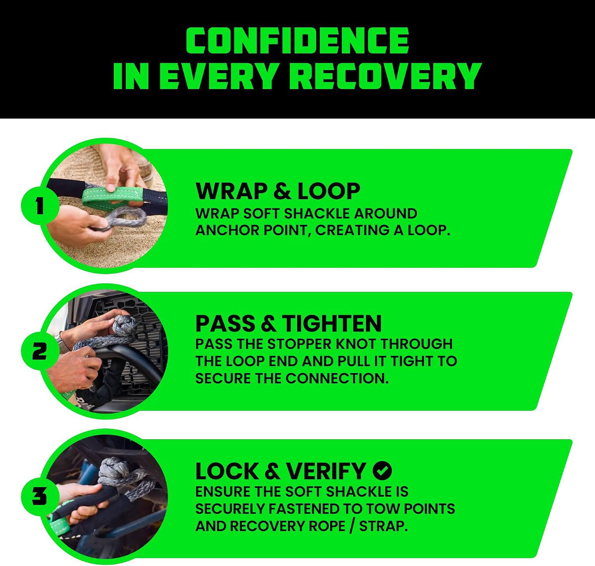 Synthetic Soft Shackle Rope (2-Pack) - 44,050lb Offroad Recovery