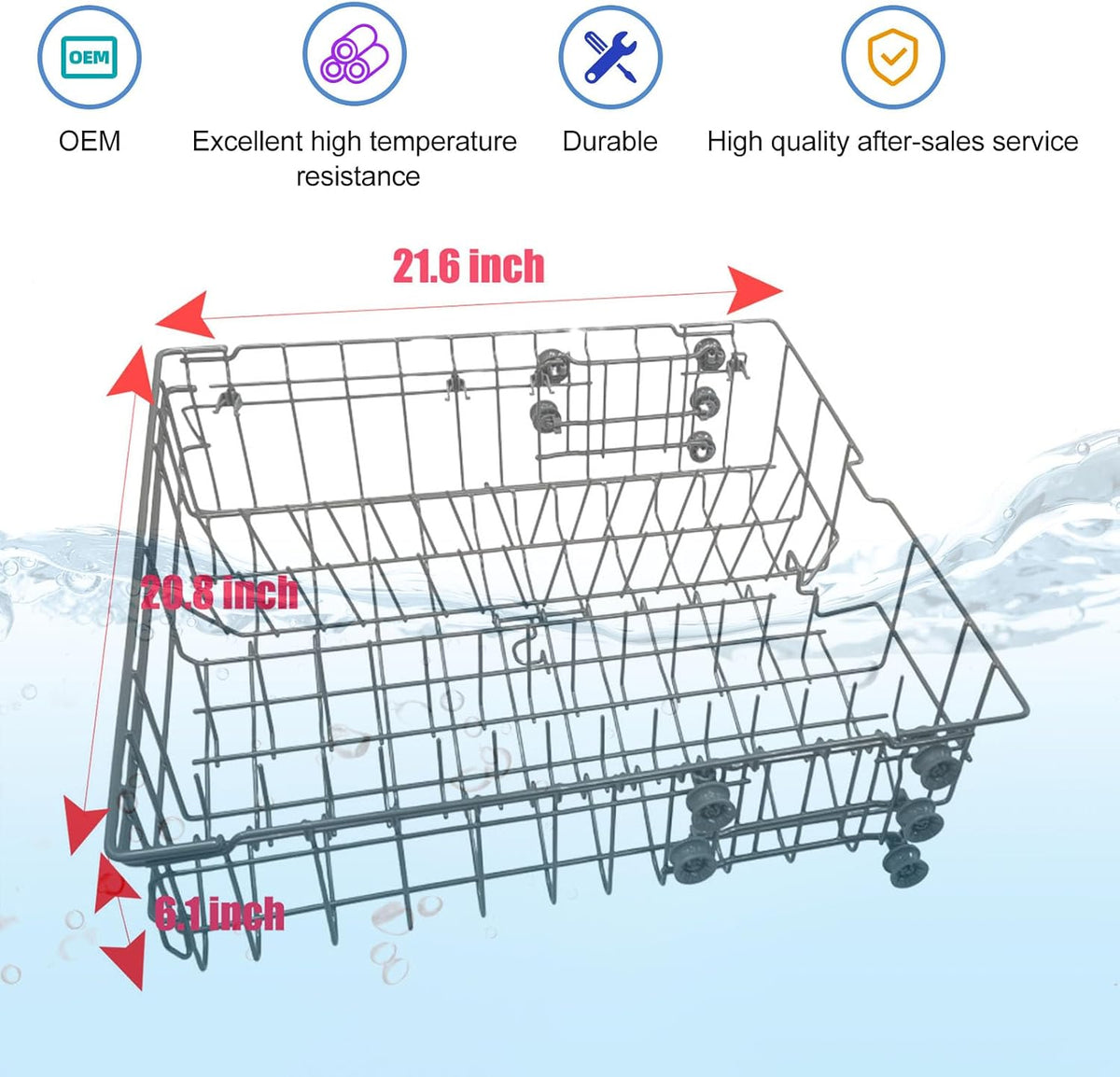2026 Upgraded DD82-01385B A/S Middle Rack Assembly Replacement for Samsung Dishwasher DW80R2031US, DW80R2031UG, DW80N3030US, DW80N3030UB, DW80N3030UW, DW80M2020US Series-OEM 21.6”x20.8”