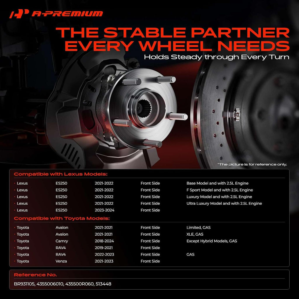 A-Premium 2 x Front Wheel Bearing and Hub Assembly with 5-Lug