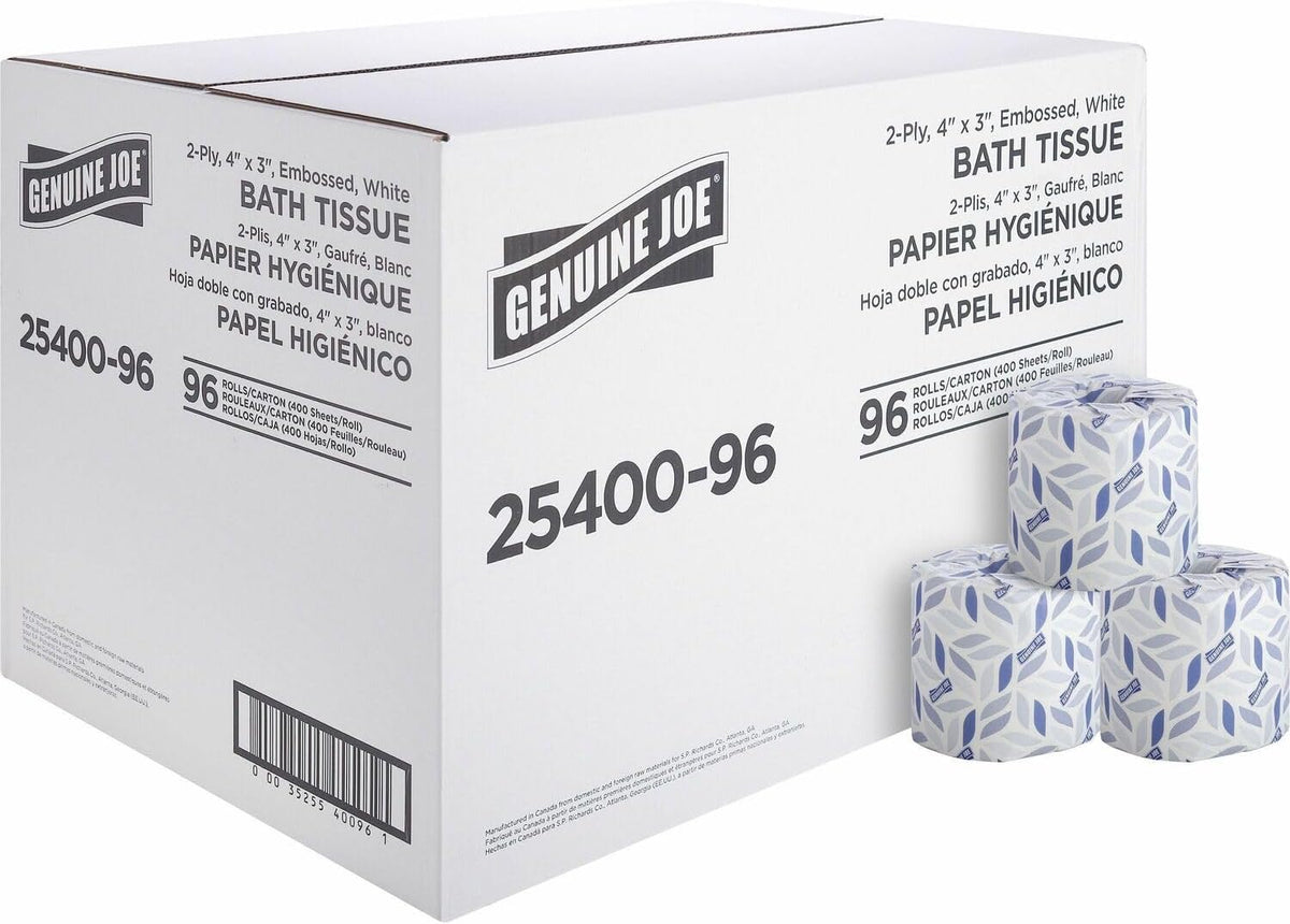 Standard Bath Tissue, 3" x 4", 2-Ply, 400 Sheets/Roll, 96 Count