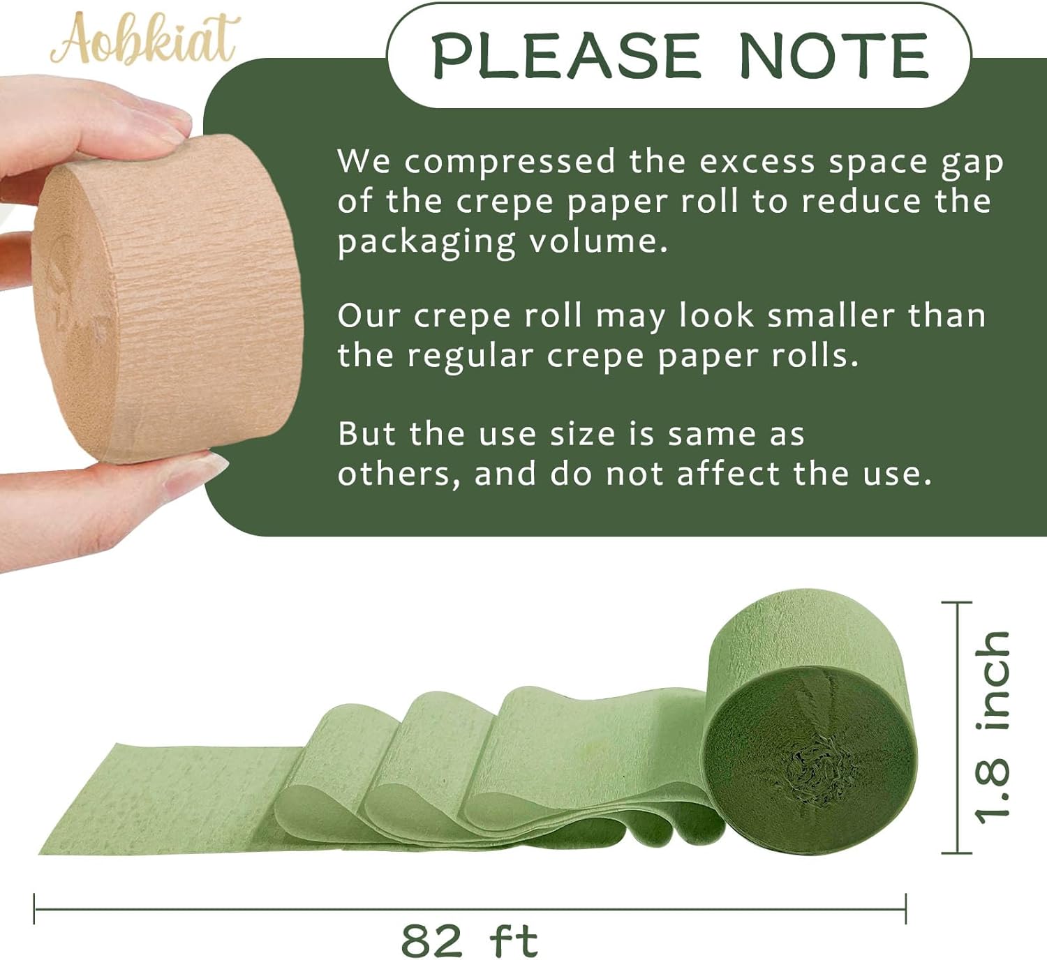 Wedding Party Decorations, 5 Rolls Olive Green Khaki Crepe Paper Streamers for Green Boho Wedding, Birthday