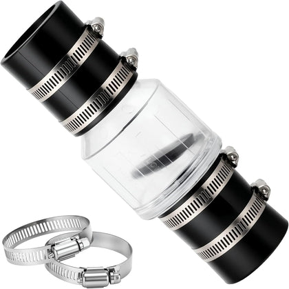 1-1/2 Inch Silent Sump Pump Check Valve, Spring-Loaded Quiet Valve | For Backflow Prevention; Clear Body with