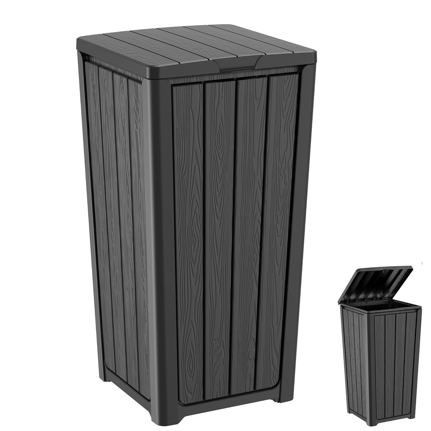 32 Gallon Outdoor Trash Can with Lid, Waterproof Garbage Can Bin | Resin Waster Container Bin For Patio, Garden