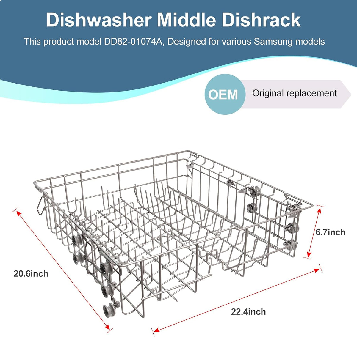 【2026 UPGRADED】DD82-01074A Middle Rack Assembly Replacement Parts Fit for Samsung Dishwasher Dishrack DW80R5061,DW80R5060,DW80K7050UG,DW80K5050US Series