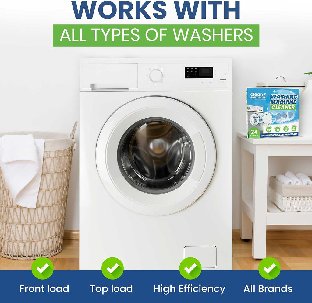 Washing Machine Cleaner & Descaler Tablets, HE Washer Deep Cleaning, 24 Ct