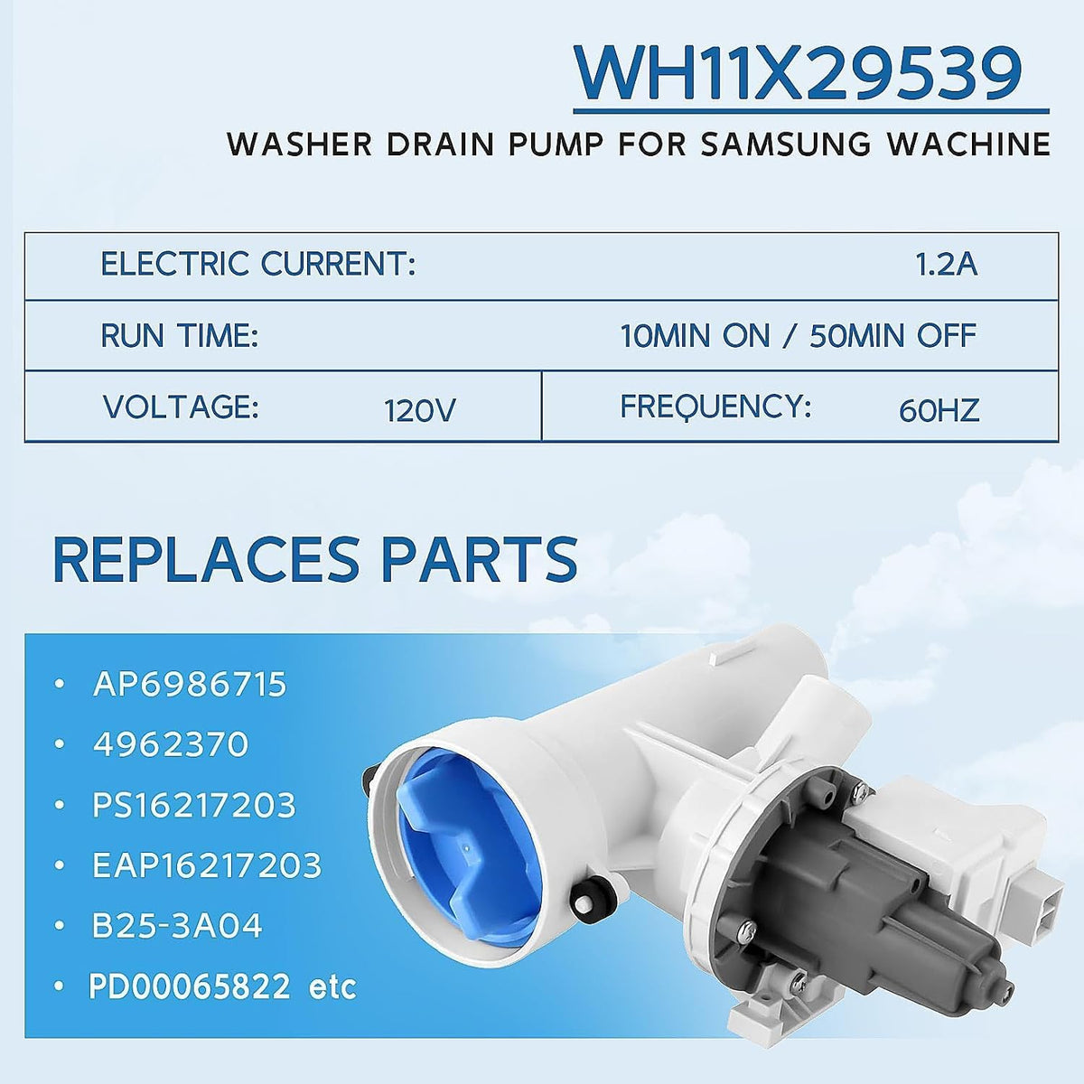 OEM WH11X29539 WH11X39237 Washer Drain Pump Filter Assembly for GE