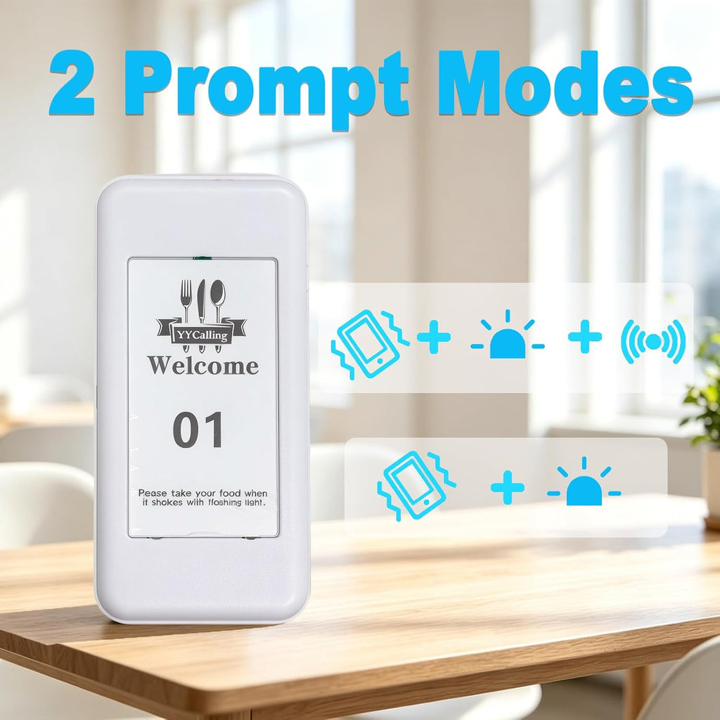 Restaurant Pager System,Social Distancing Buzzer 20 Pagers(White)