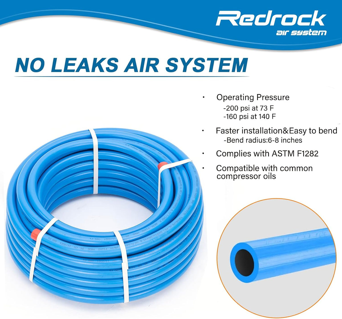 Compressed Air Piping System 3/4" x 100 feet HDPE Aluminum Air Line Kit with Elbow Air Pipe Fitting for Shop Garage 200PSI and 2 Pack 3/4 inch Straight Air System Fittings with 3/4" Male NPT Thread