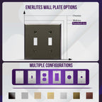 ENERLITES Toggle Light Switch Metal Wall Plate, 2-gang Polished Black