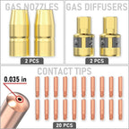 YESWELDER MIG Welding Gun Accessory Kit, 0.035" Tip-Nozzle-Diffuser