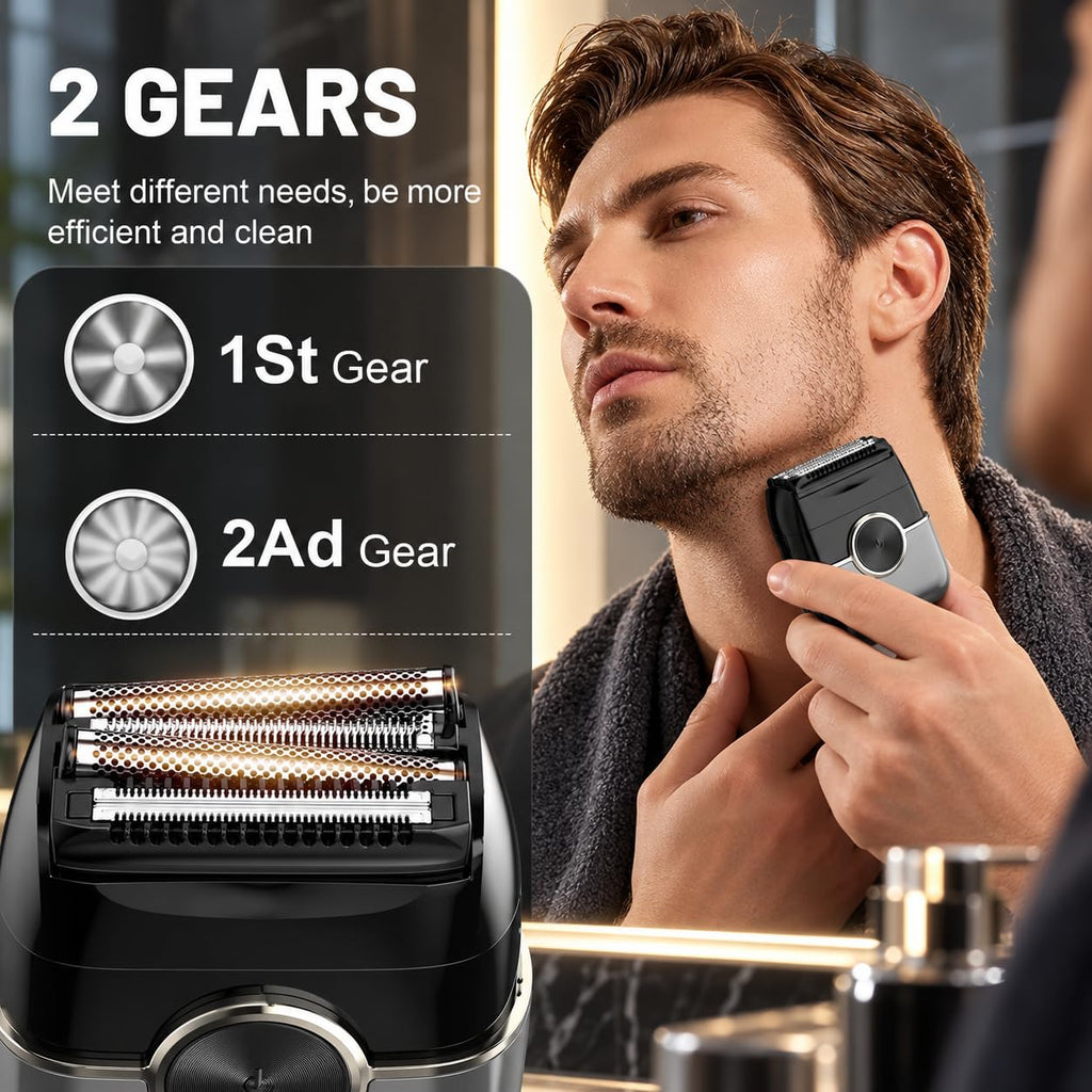 Electric Foil Shavers for Men: 4 Floating Blades & Big LED Display - Grey
