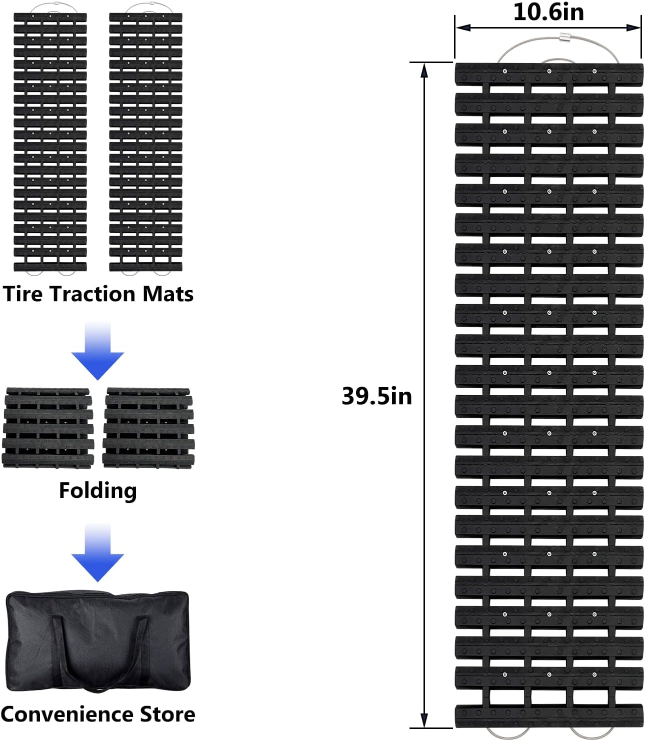 Portable Vehicle Recovery Traction Mat Tracks for Car/Truck in Mud, Snow, Ice，Sand Emergency Strong Grasping Strength