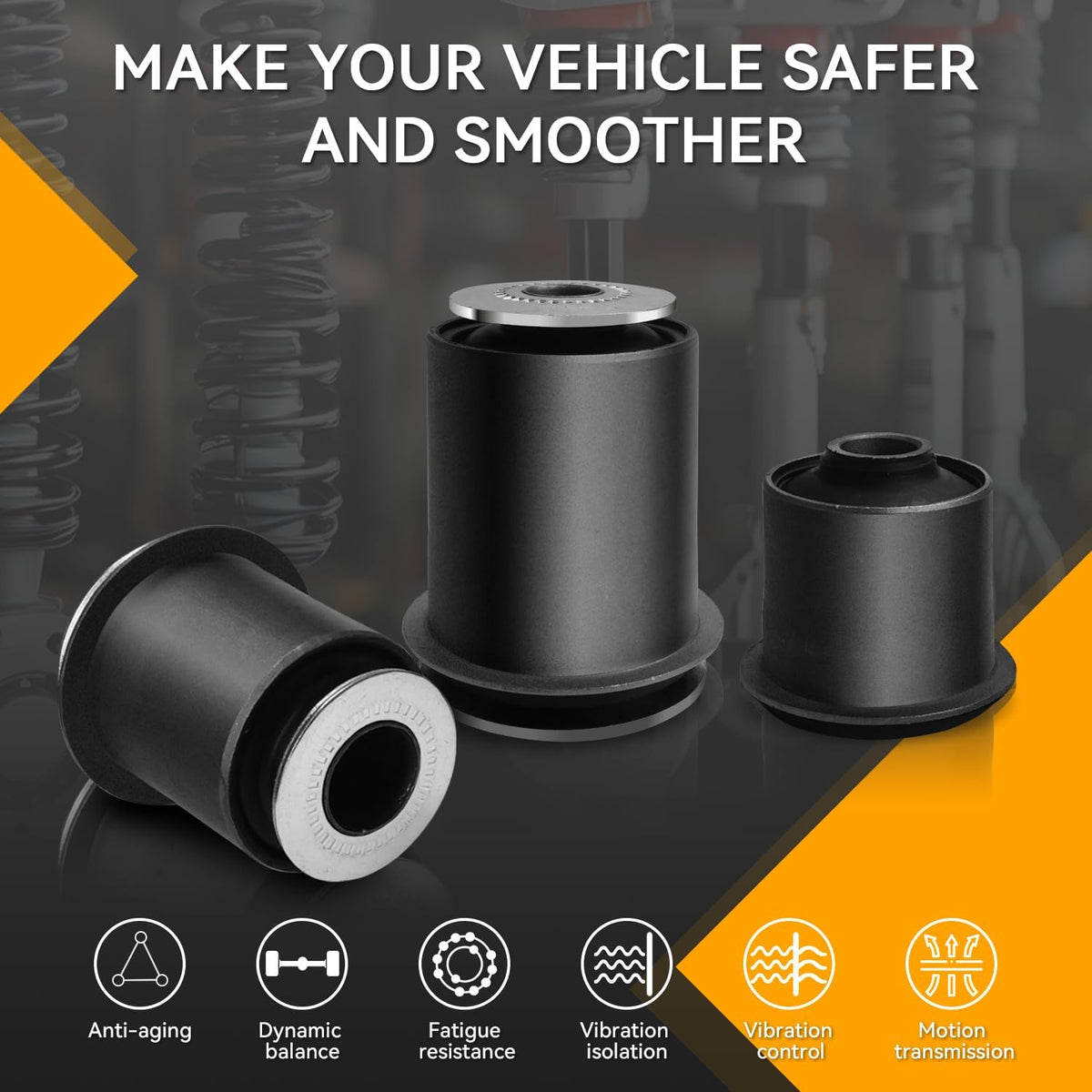 Cheriezing Front Upper & Lower Control Arm Bushing Kit, Set of 8