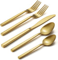 Cube Gold 20-Piece Forged Stainless Steel Matte Flatware Set for 4