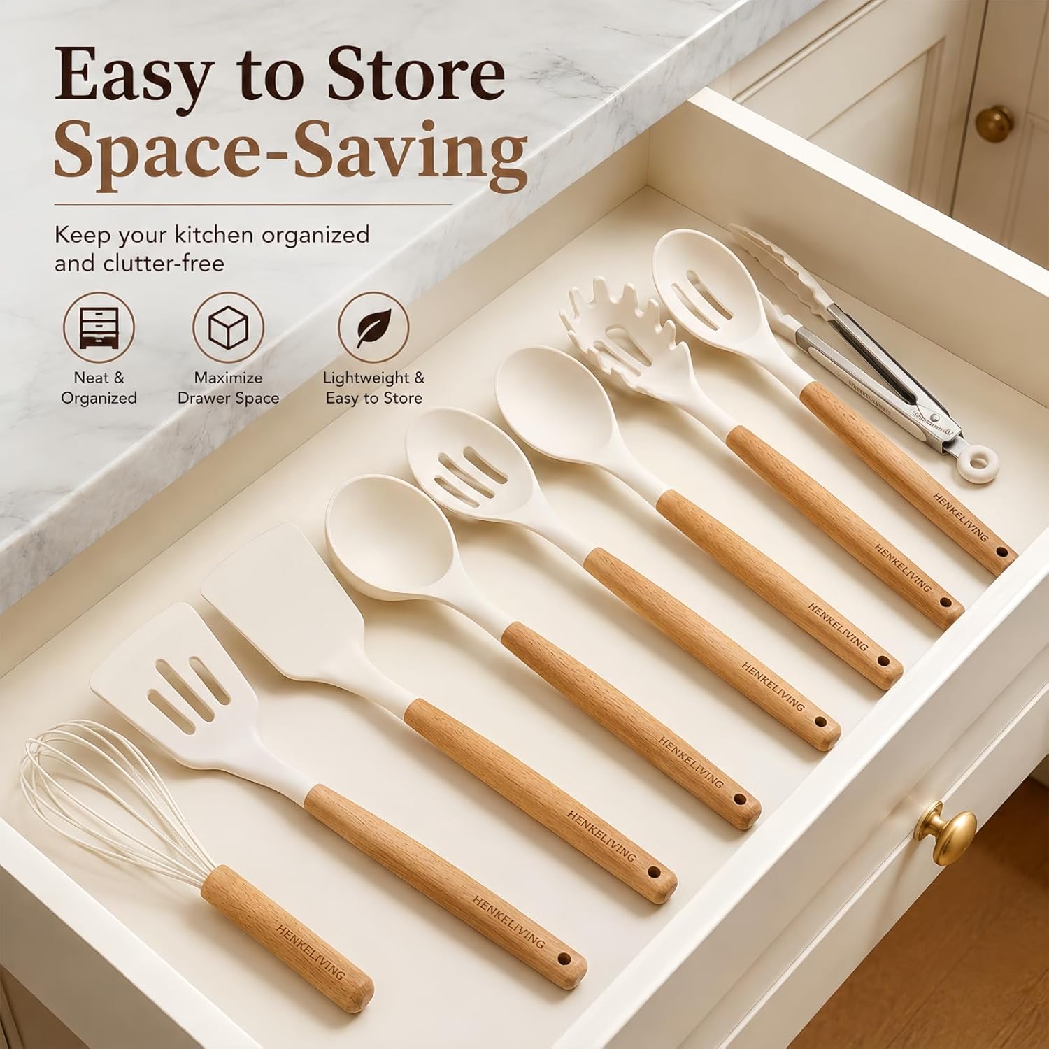 Silicone 10 Pcs Kitchen Cooking Utensils Set, Recycled Materials Certification, BPA Free Spatula Set with Heat