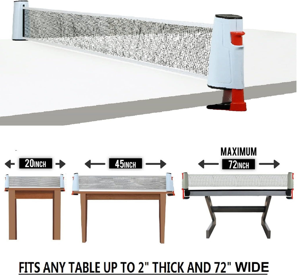 Ping Pong Net Table Tennis - Win SPORTS Paddle Set with Retractable Net,Play Anywhere Ping Pong Net for Any Table,2