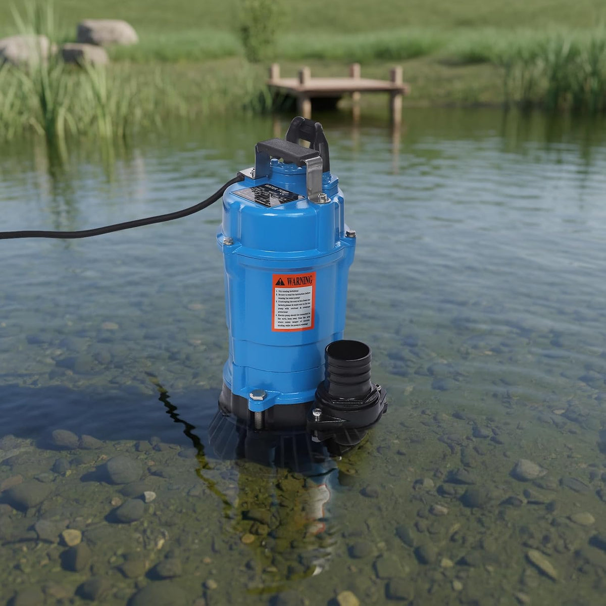 1HP Submersible Sewage Pump, 5019GPH Portable Trash Pump 3420RPM Cast Iron Utility Equipment, 59ft Lift for Basement