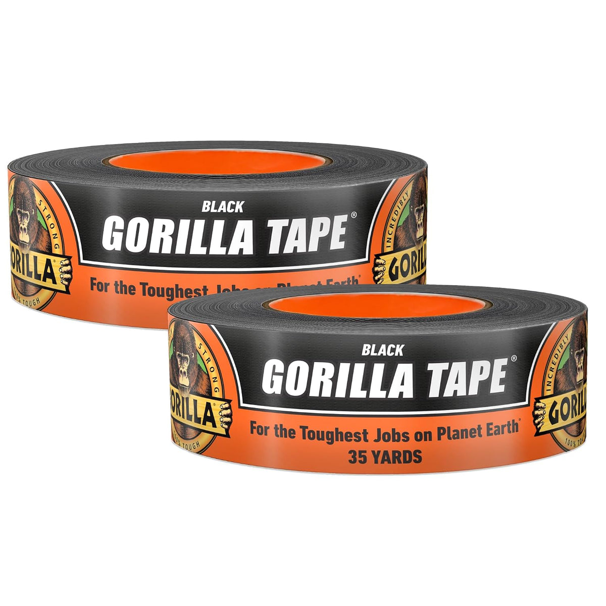 Heavy Duty Duct Tape, Weatherproof, Black, 1.88" x 35 yd, 2-Pack