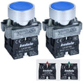 2Pcs 10Amp 22MM Momentary Push Button Switch Blue 1NO 1NC SPDT Metal Button IP65 Waterproof 7/8" Hole
