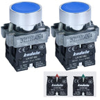 2Pcs 10Amp 22MM Momentary Push Button Switch Blue 1NO 1NC SPDT Metal Button IP65 Waterproof 7/8" Hole