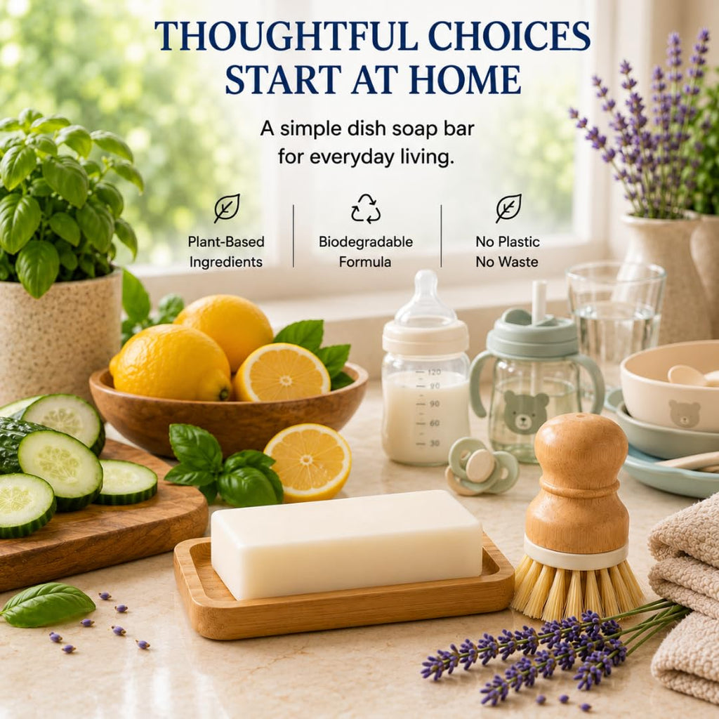 Lavender Natural Dish Soap Bar, Organic Olive Oil, Non-Toxic, 7-Pack