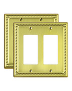 TREEWELL 2-Pack Double Decorator Outlet Cover Plate, Brushed Brass