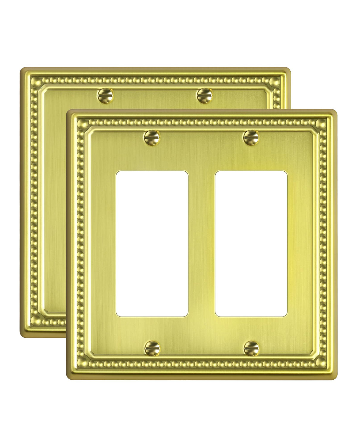 TREEWELL 2-Pack Double Decorator Outlet Cover Plate, Brushed Brass