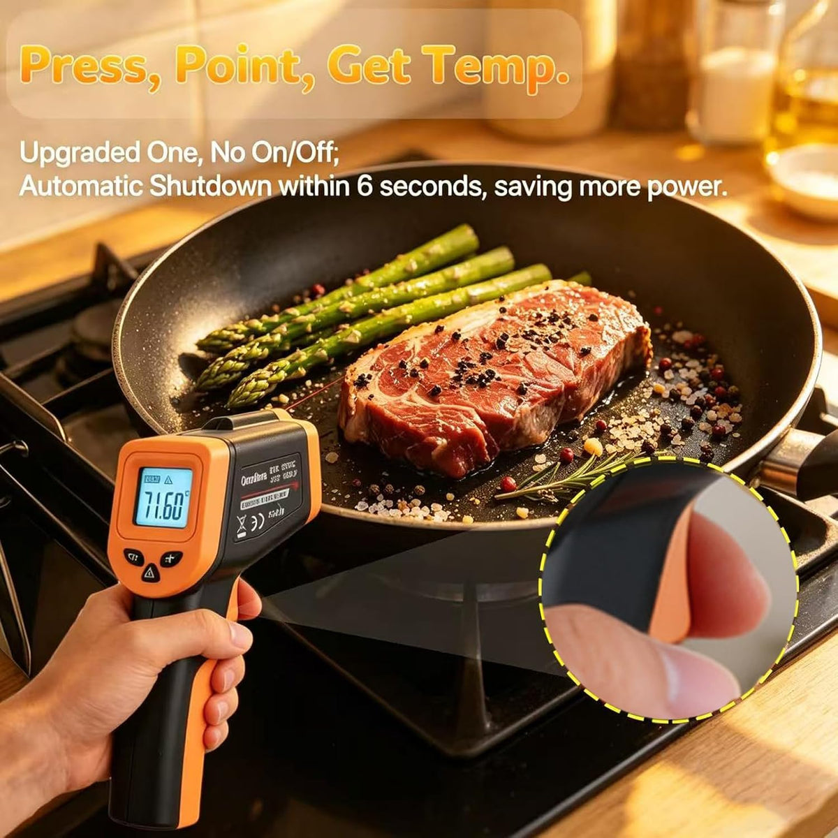 Infrared Thermometer Temperature Gun for Cooking -58℉~1022℉