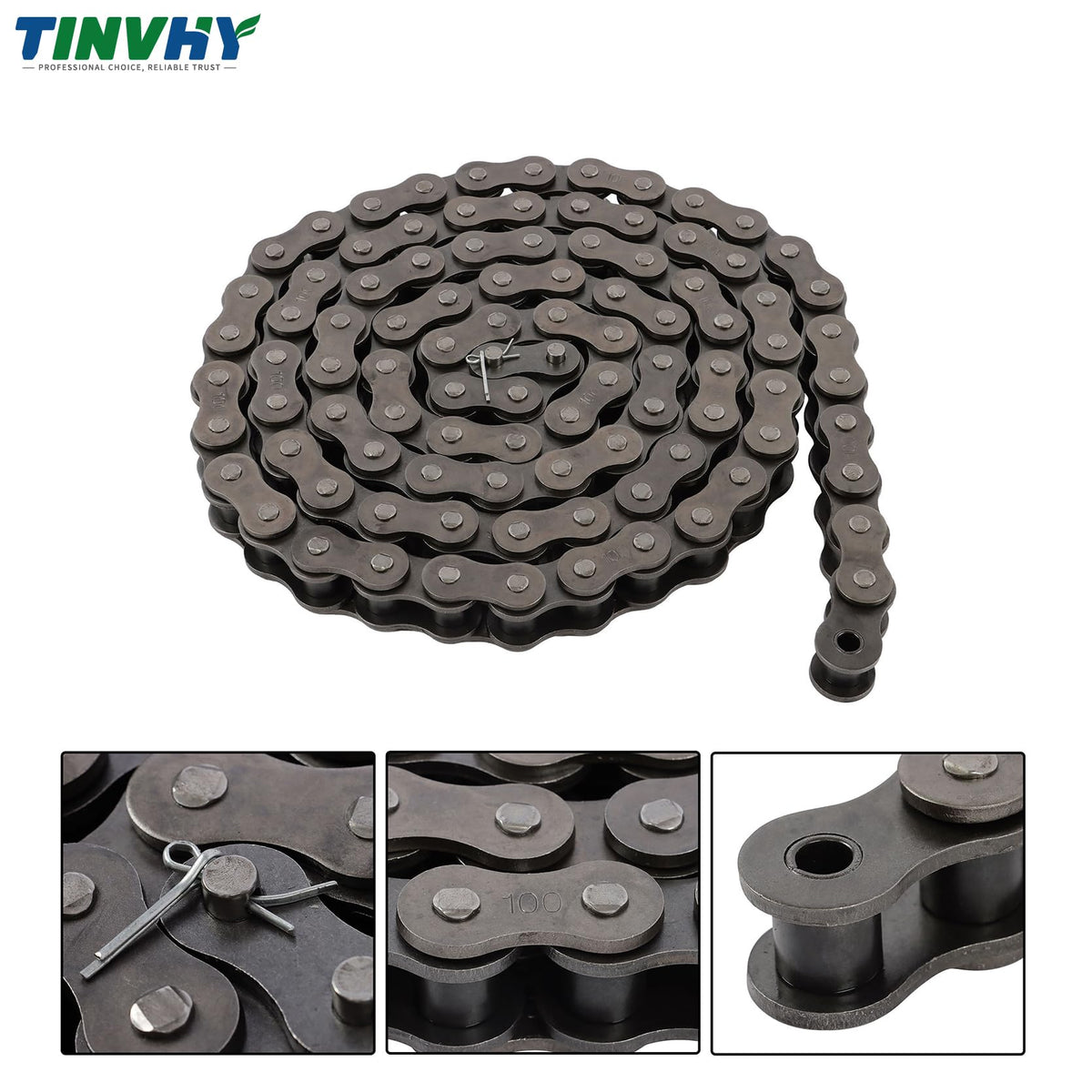 TINVHY 100 Roller Chain 10 Ft Kit with Connecting Links
