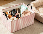 Rectangle Storage Bin,Gift Basket,Room Decor(Little Pink Grid)