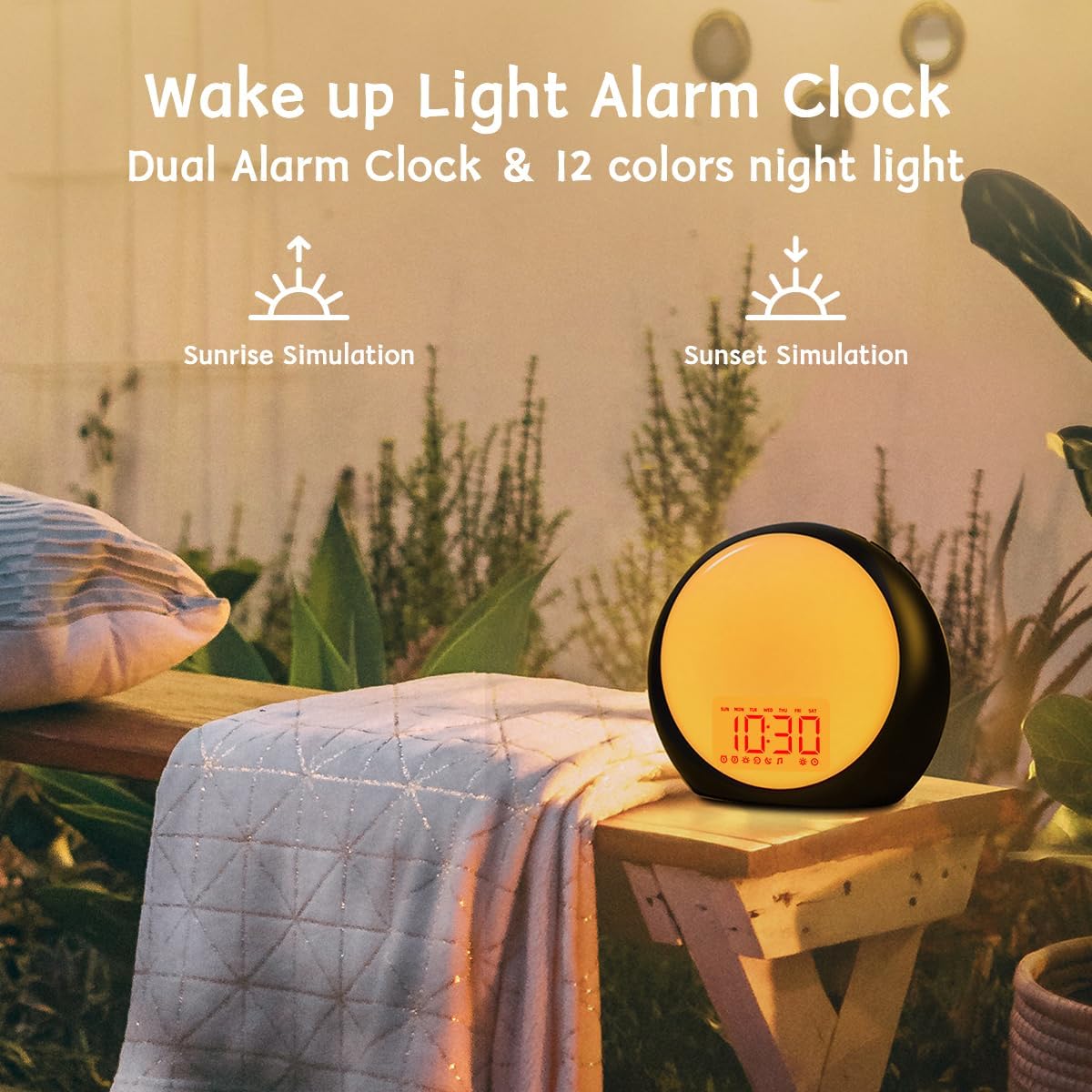 Sunrise Wake Up Light Alarm Clock White Noise Sound Machine | Sunrise Sunset Simulation for Heavy Sleepers Kids