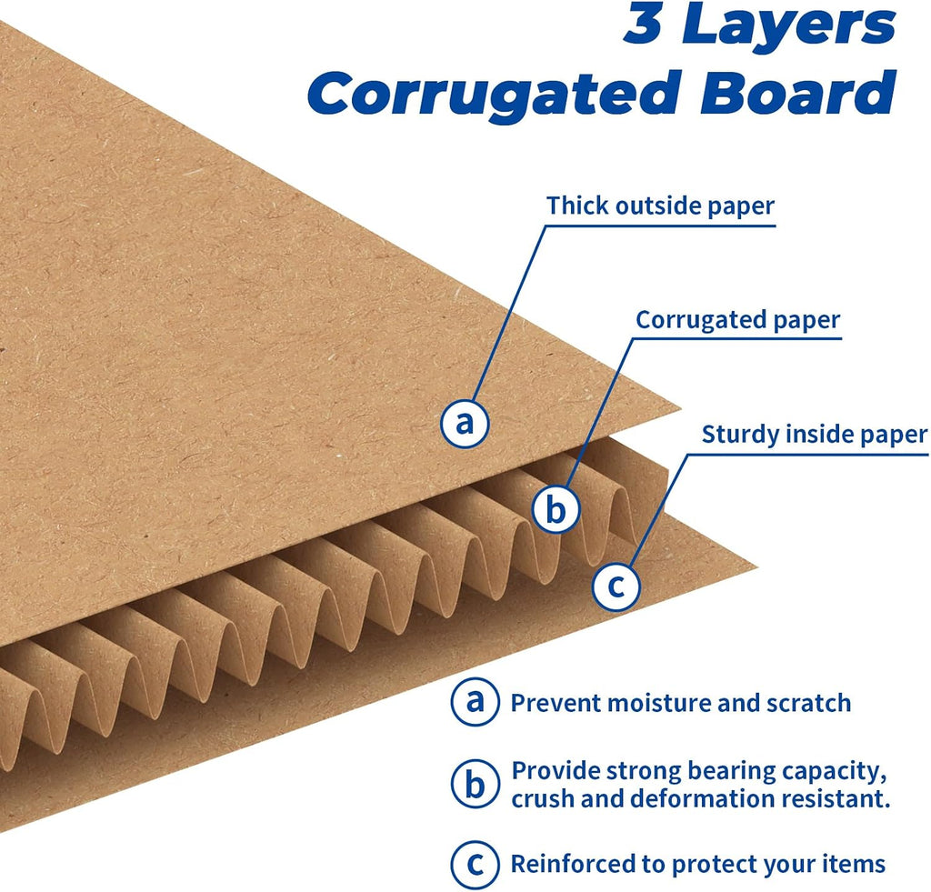 10x8x8 Shipping Boxes 25 Pack, Brown Corrugated Cardboard Boxes with Side-Lock and Pre-Applied Double-Sided Tape