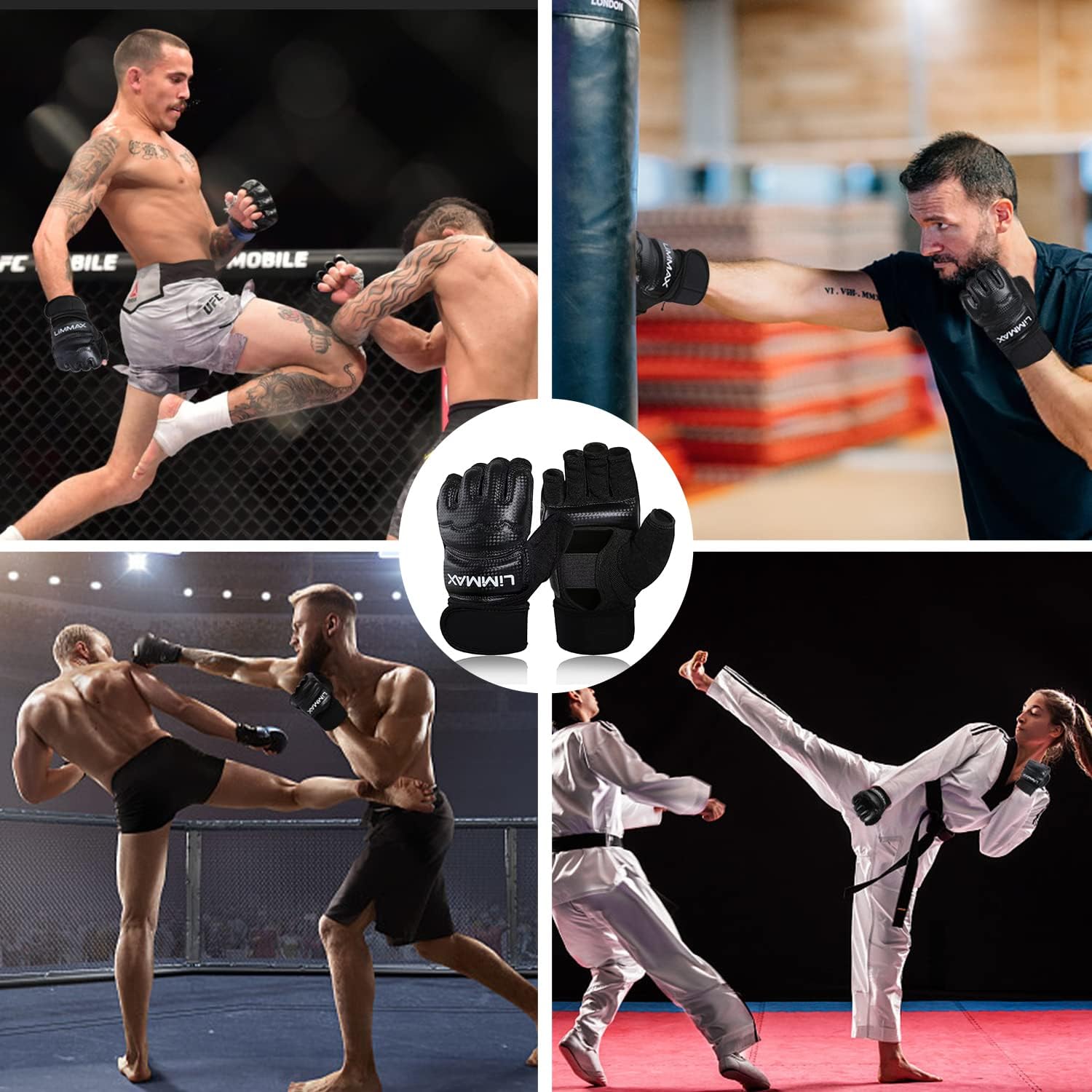 Kickboxing Sparring Gloves TKD Gloves for Men Women Half Finger Boxing Gloves Fighting Gloves Boxing Gloves for