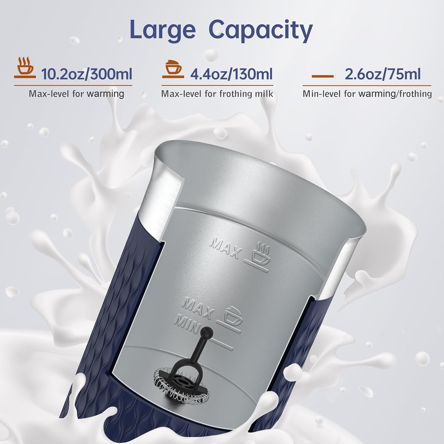 Milk Frother, 4-in-1 Electric Milk Steamer, Automatic Warm and Cold Foam Maker and Milk Warmer for Latte