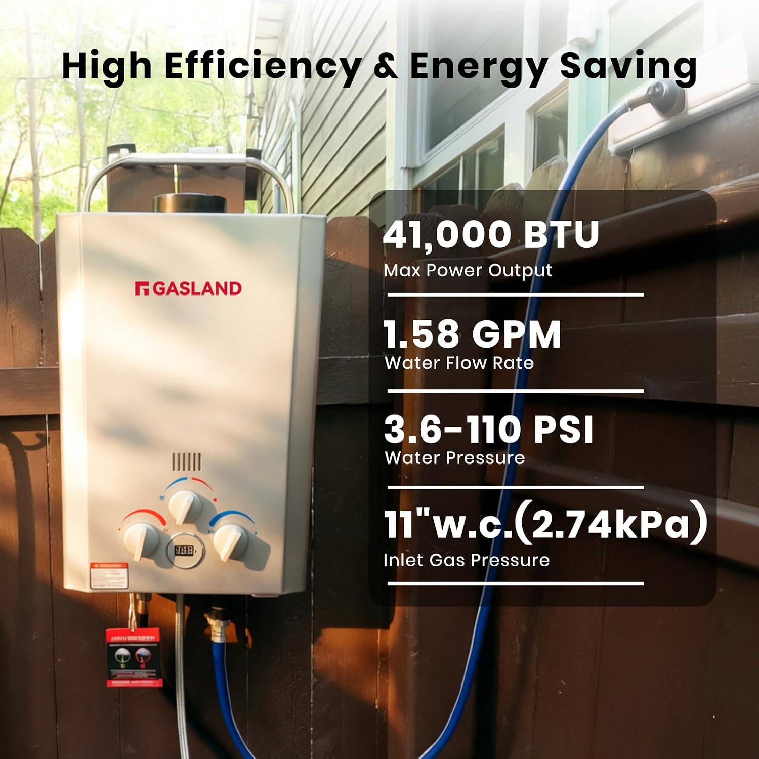 BE158S Tankless Water Heater Propane | CSA Certified | 6L 1.58 GPM | Portable Outdoor Camp Shower, Overheating