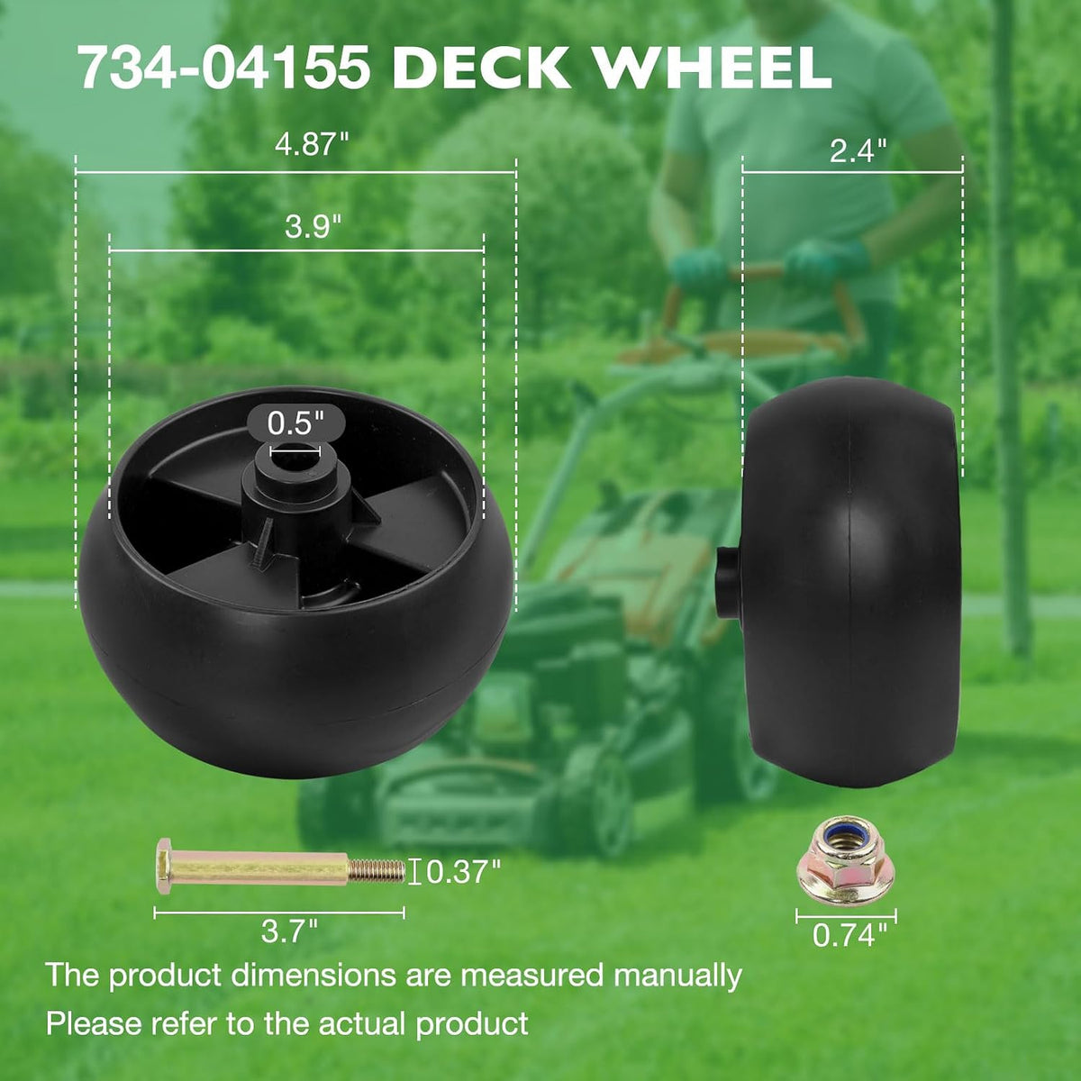 HQPASFY 4 Pack 734-0973 Deck Wheels 734-04155 Deck Wheels Compatible with Cub Cad et XT1-LT46, MTD, Craftsman T240 42" 44" 46" 50" Deck Lawn Mower Replace# 112-0677 112-0337