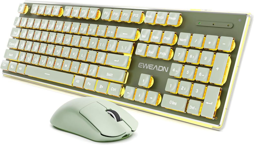 Wireless Keyboard and Mouse Combo with Warm Backlit, Rechargeable-Green