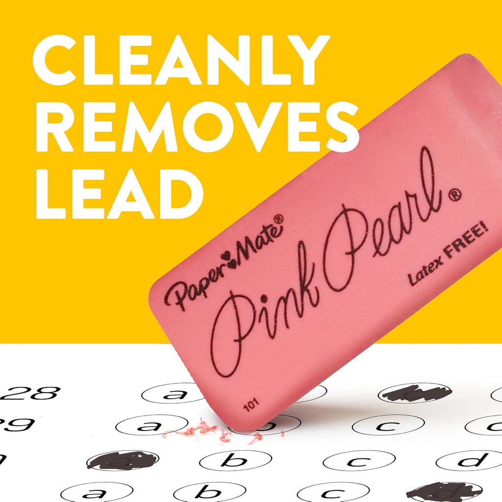 Erasers, Pink Pearl, 12 Count - Latex Free and Smudge Resistant, Back to School, Teacher Supplies