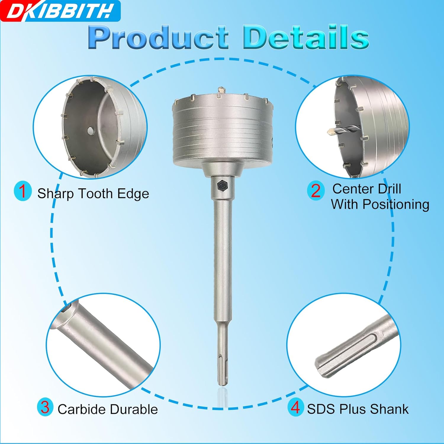 4" Concrete Hole Saw, 102mm Tungsten Steel Core Bit for Cinder Block, Brick, Rock, Plank Walls for Pipes or mini