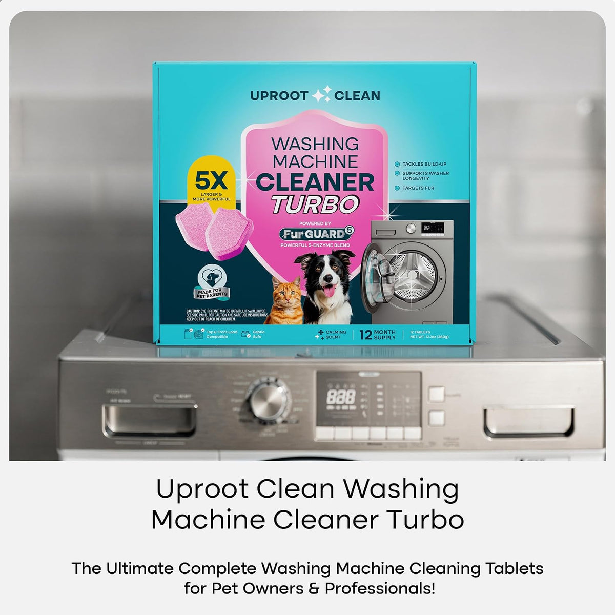 Washing Machine Cleaner Tablets Turbo 5xStronger, 12 mo supply